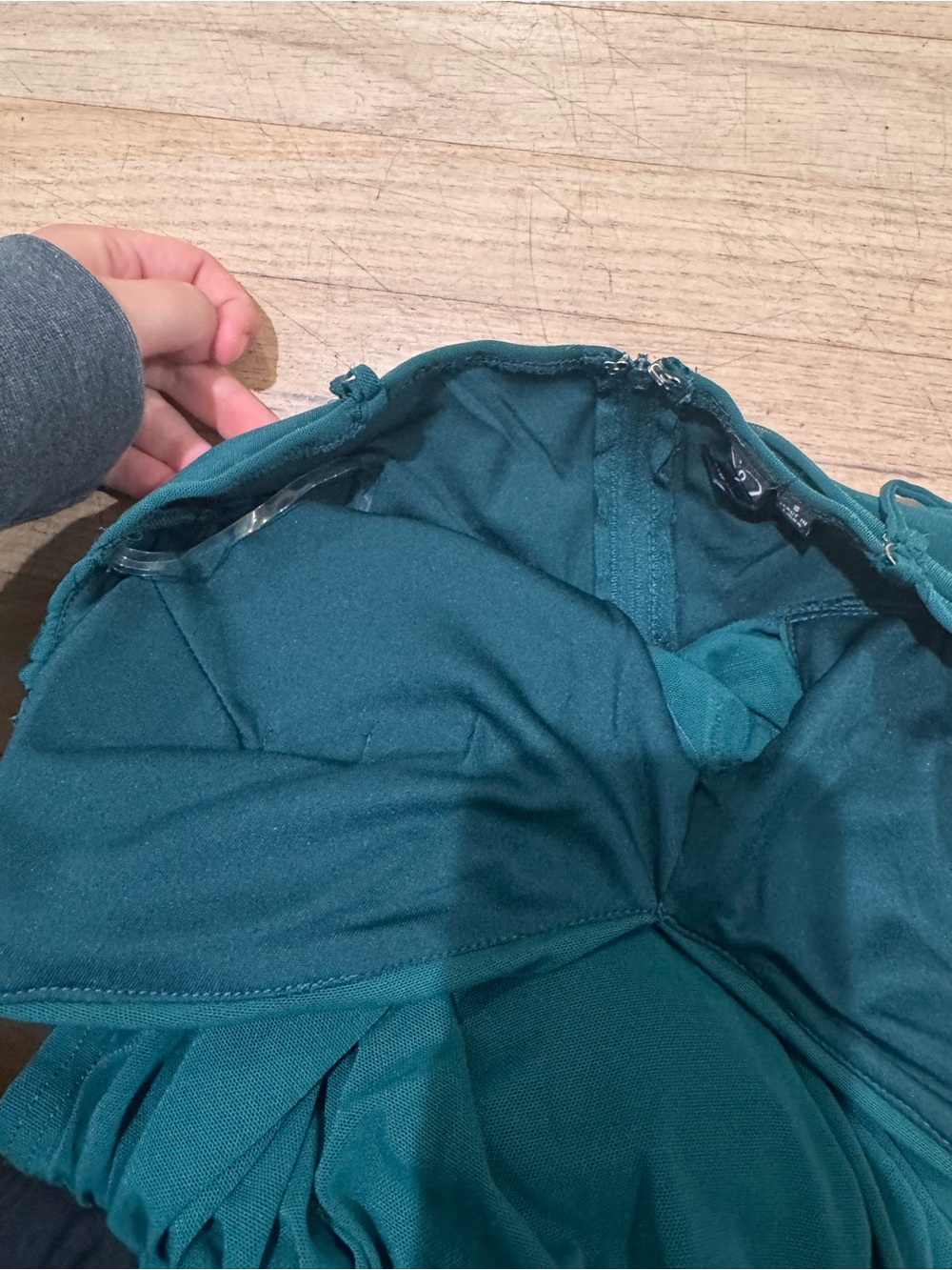 Windsor Teal Ruched Spaghetti Strap Mini Dress - Picture 3 of 4